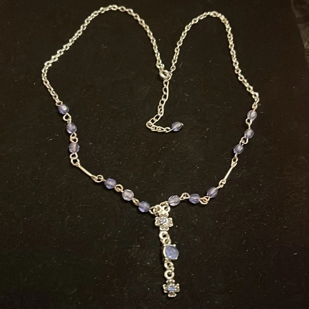 Blue and Silver Beaded Necklace